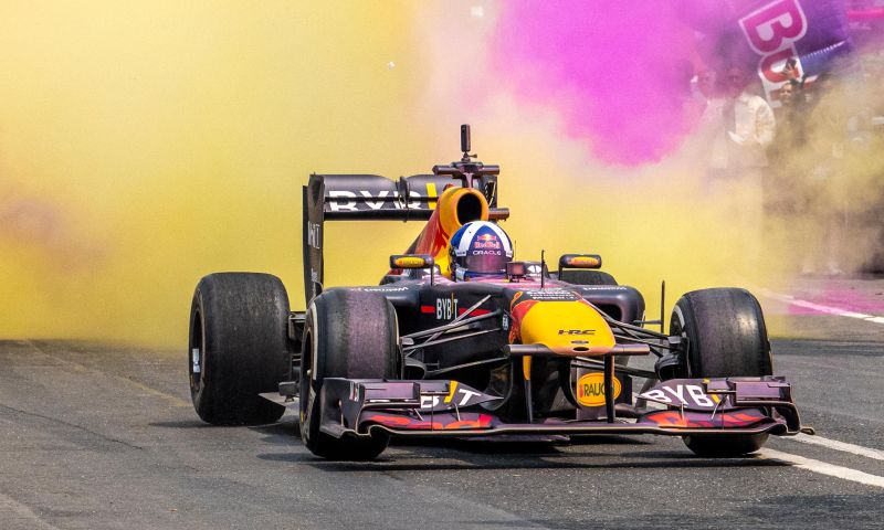 Red Bull Showrun in Mumbai India with Coulthard