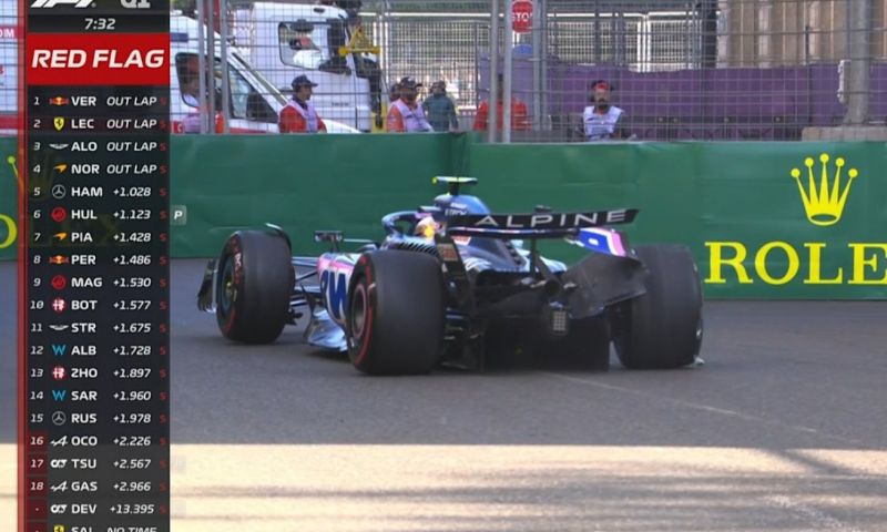 gasly causes second red flag in baku qualifying