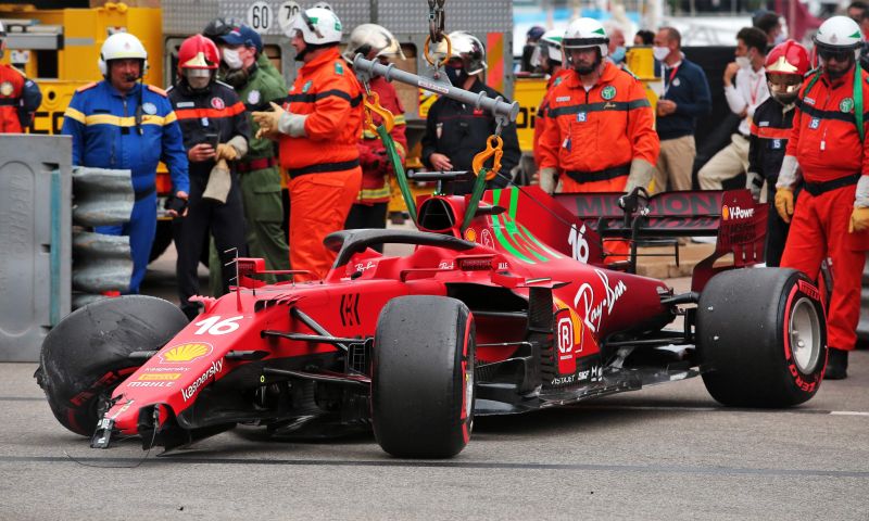 leclerc monaco crash verpest pole voor verstappen