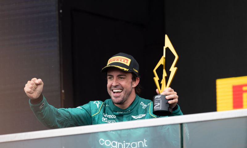 Alonso reacts at the press conference to his reaction at the start