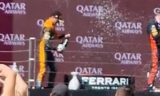 Thumbnail for article: Oops! Max Verstappen's trophy is broken on the podium; Norris the culprit