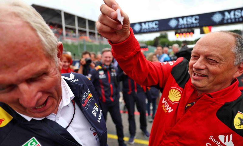Real sticker battle in Belgium between Red Bull and Ferrari