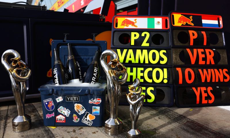 Verstappen and Perez race on cleaning machines in Singapore