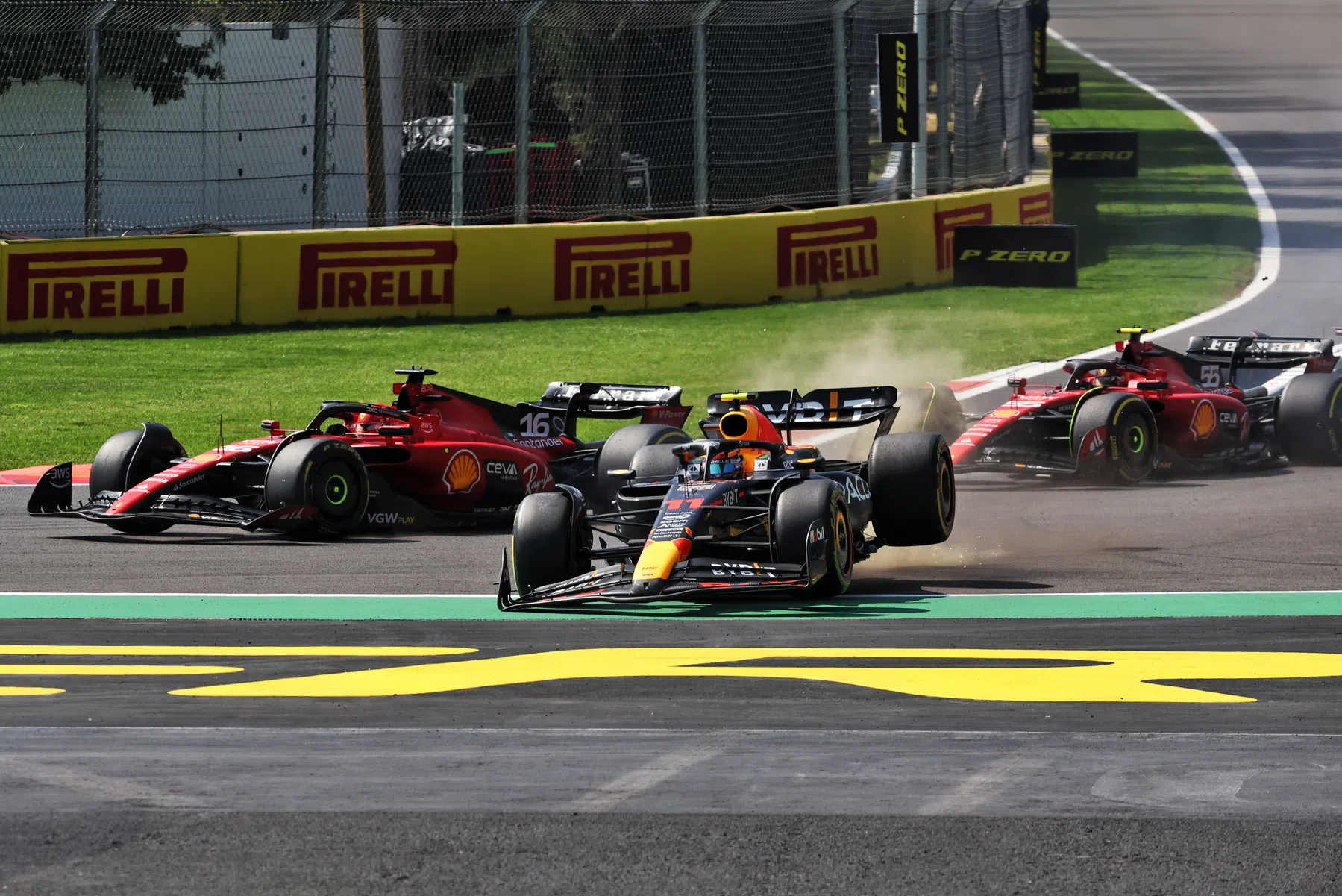 charles leclerc over crash sergio perez mexico