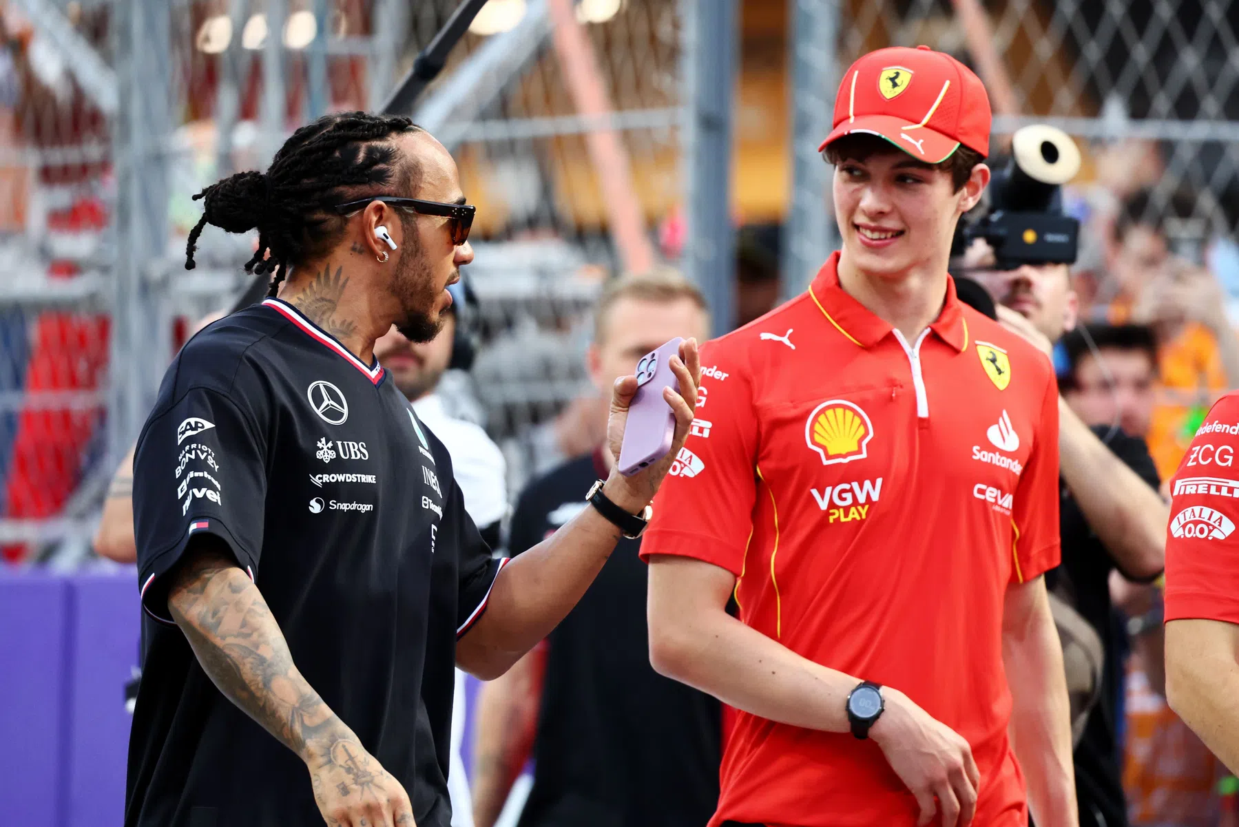 oliver bearman on moment with lewis hamilton after the race