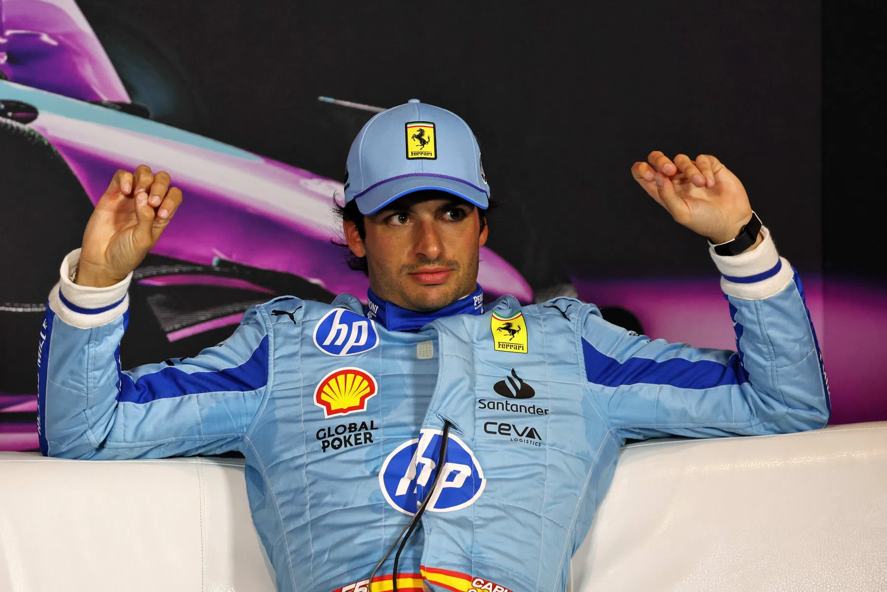 Sainz reacts after qualifying Miami Grand Prix