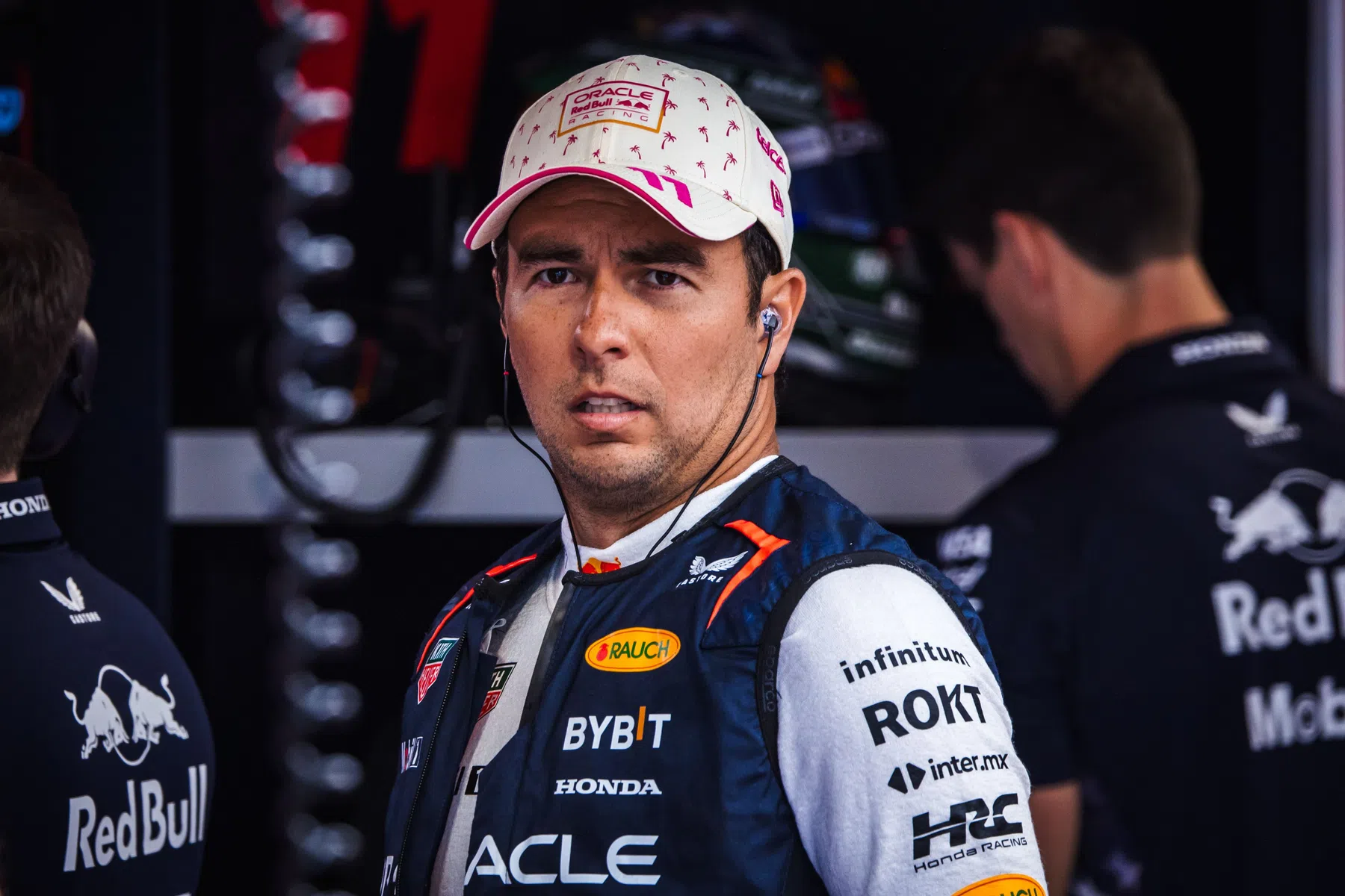 Perez reacts after qualifying for the Miami Grand Prix