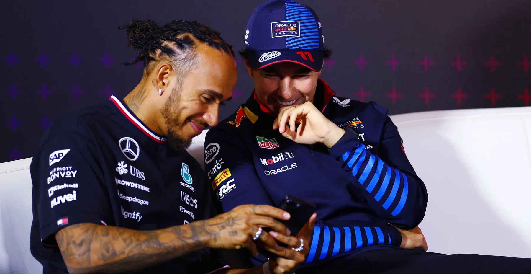 Perez Hamilton Norris in press conference at the Monza Italian Grand Prix