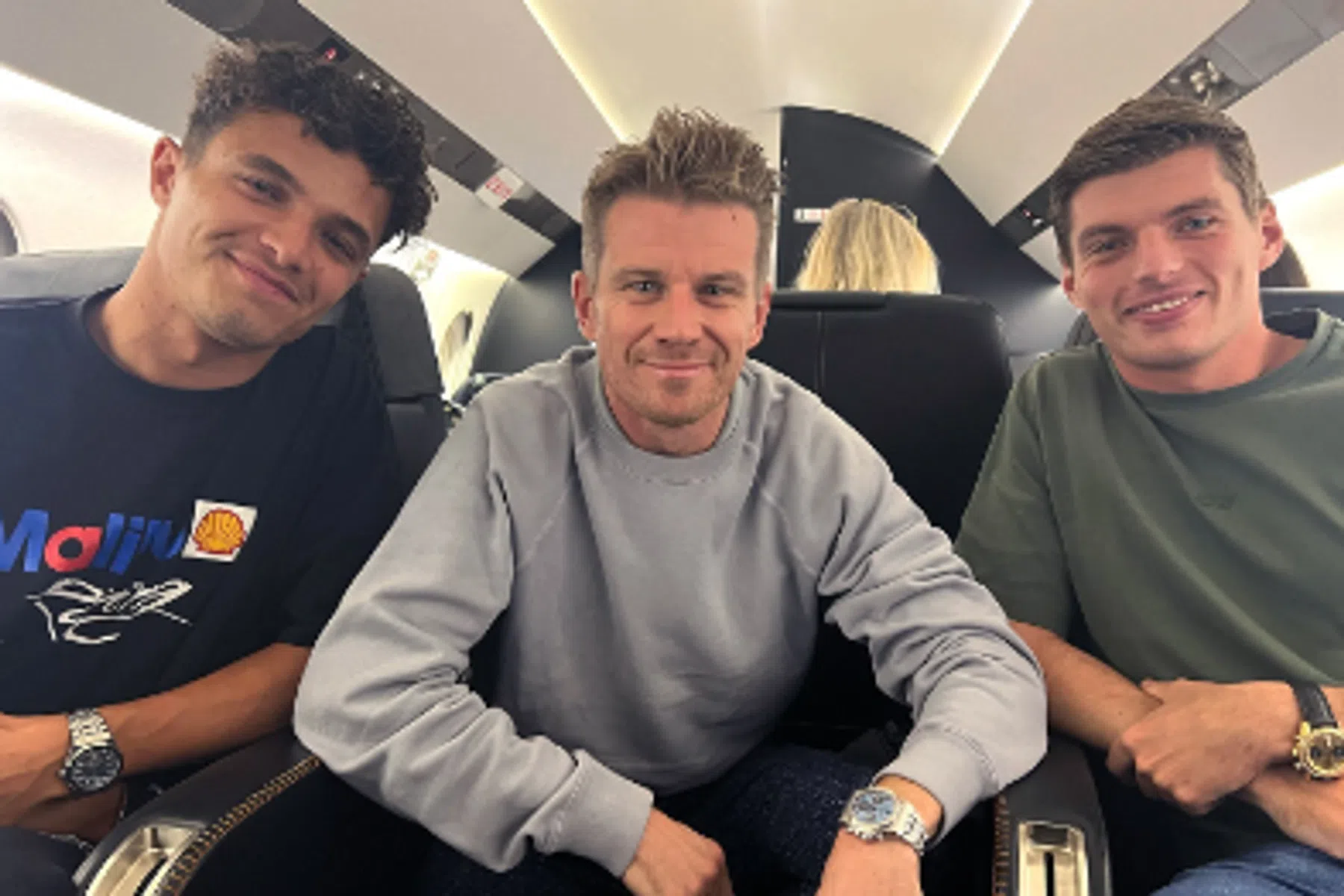 F1 Max Verstappen Lando Norris Nico Hulkenberg fly to Baku together