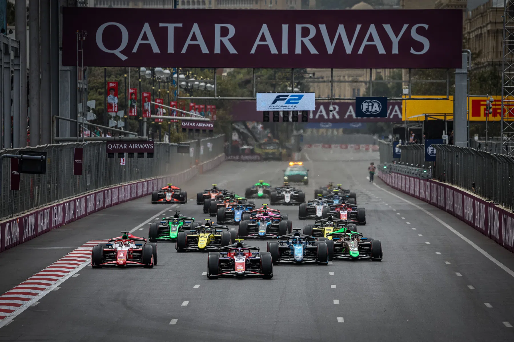 horror red flag crash on the opening lap of the f2 feature race