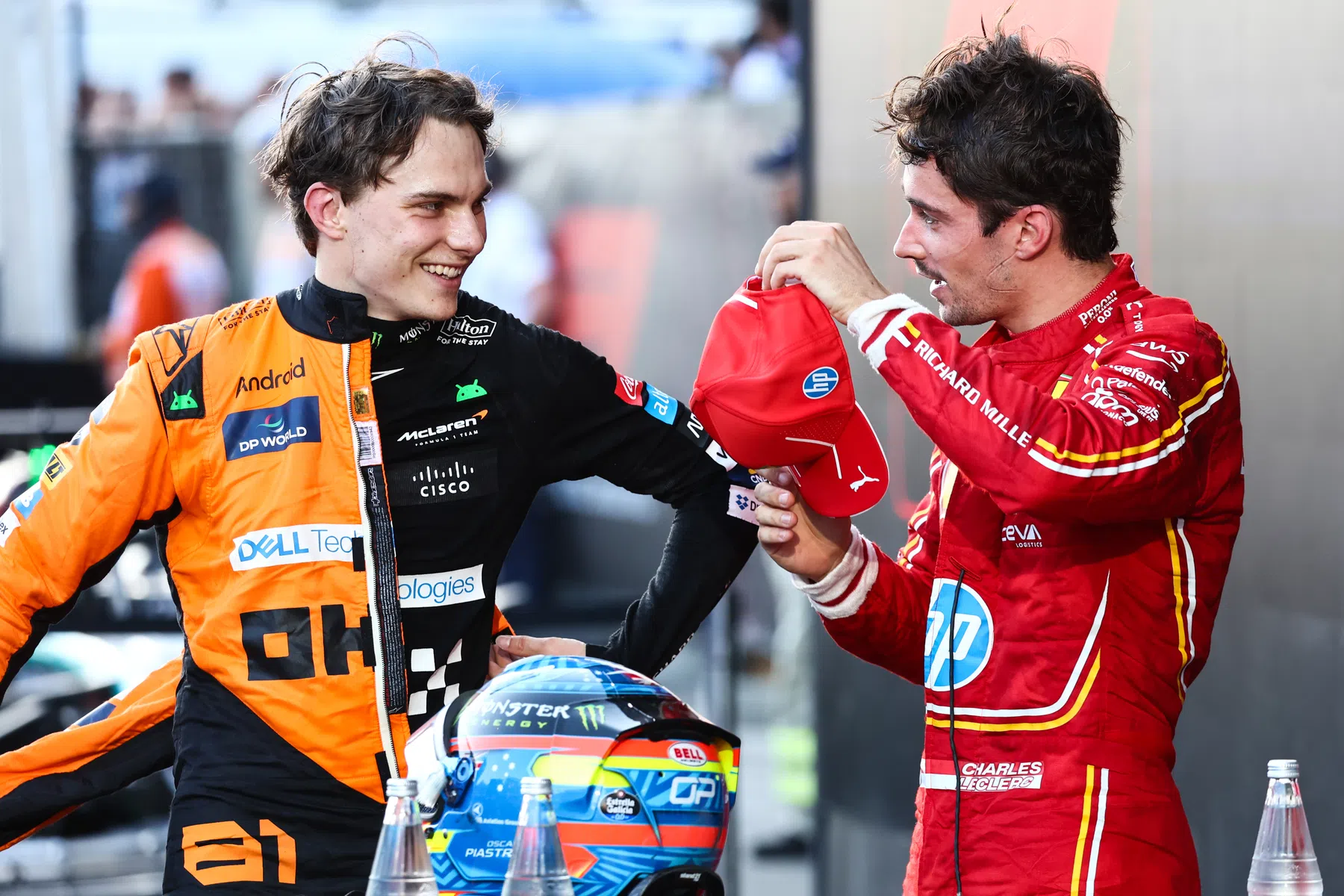 Oscar Piastri reacts to F1 crash between Sergio Perez and Carlos Sainz