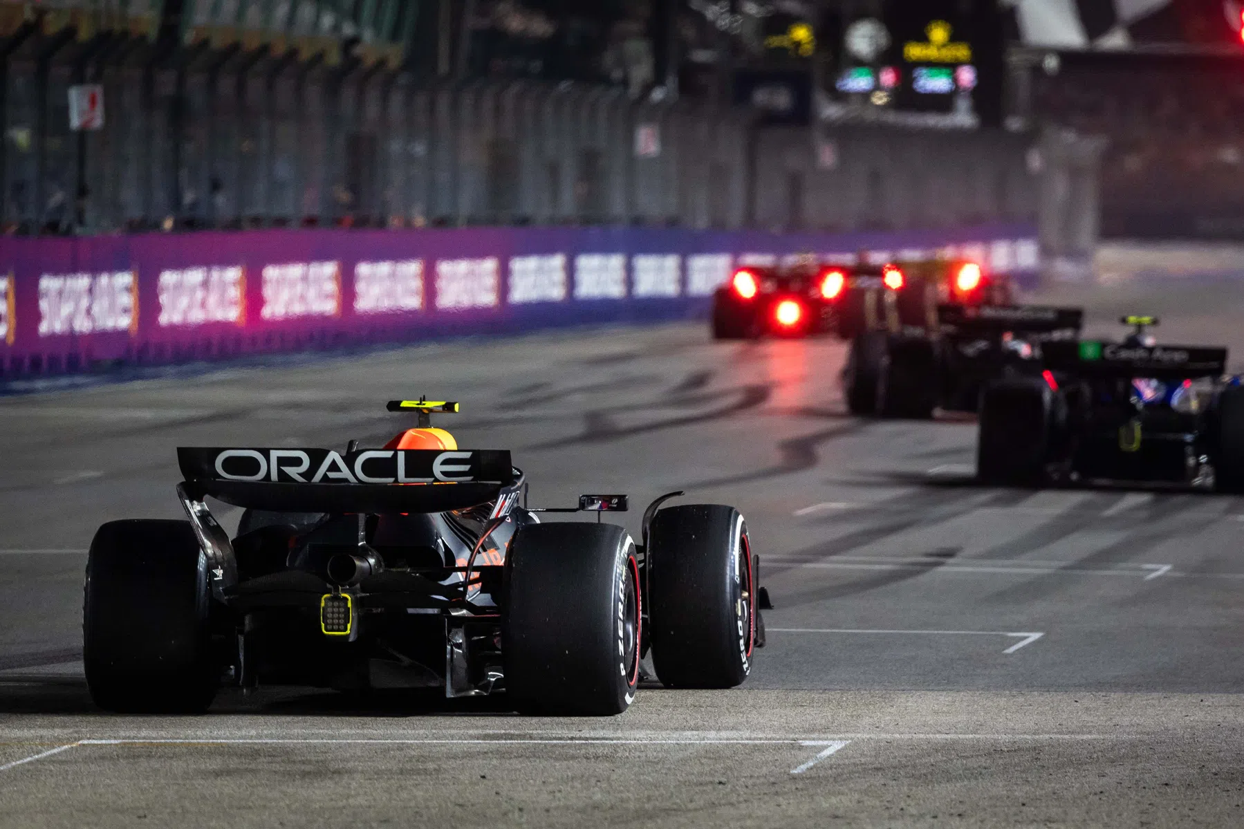 F1 rode vlag Singapore varaan baan