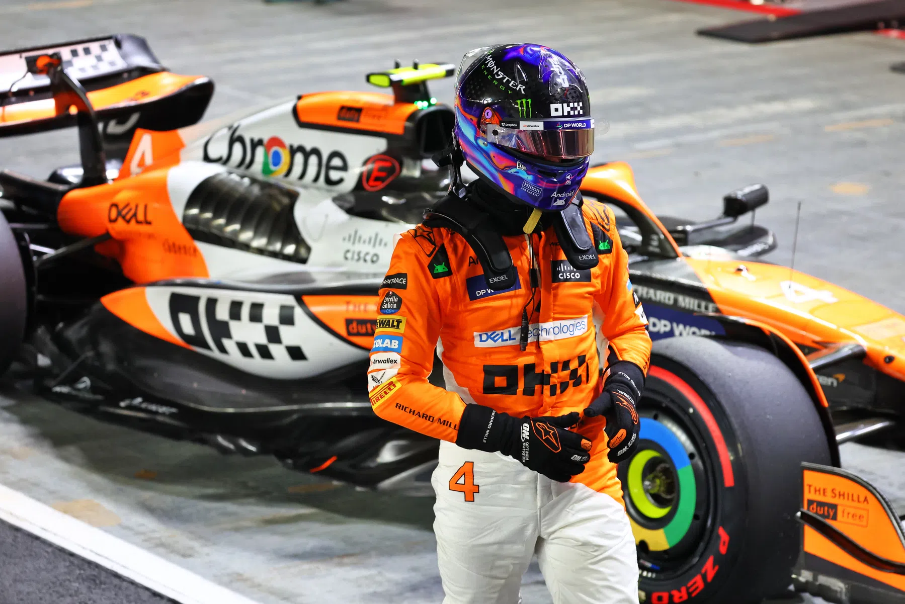 Reacción de Lando Norris a la pole position en el Gran Premio de Singapur