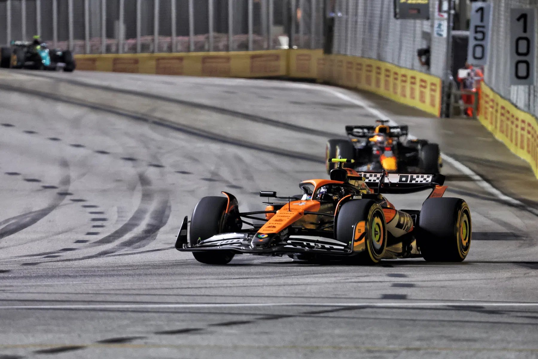 Lando Norris in paniek tijdens de F1 Grand Prix van Singapore