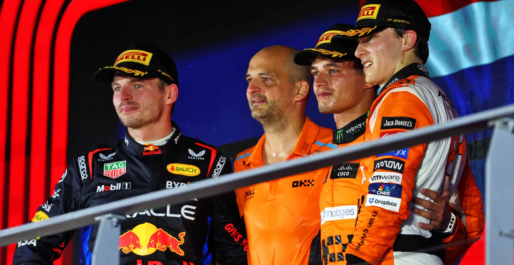 F1 Max Verstappen Lando Norris Oscar Piastri over f1 titel