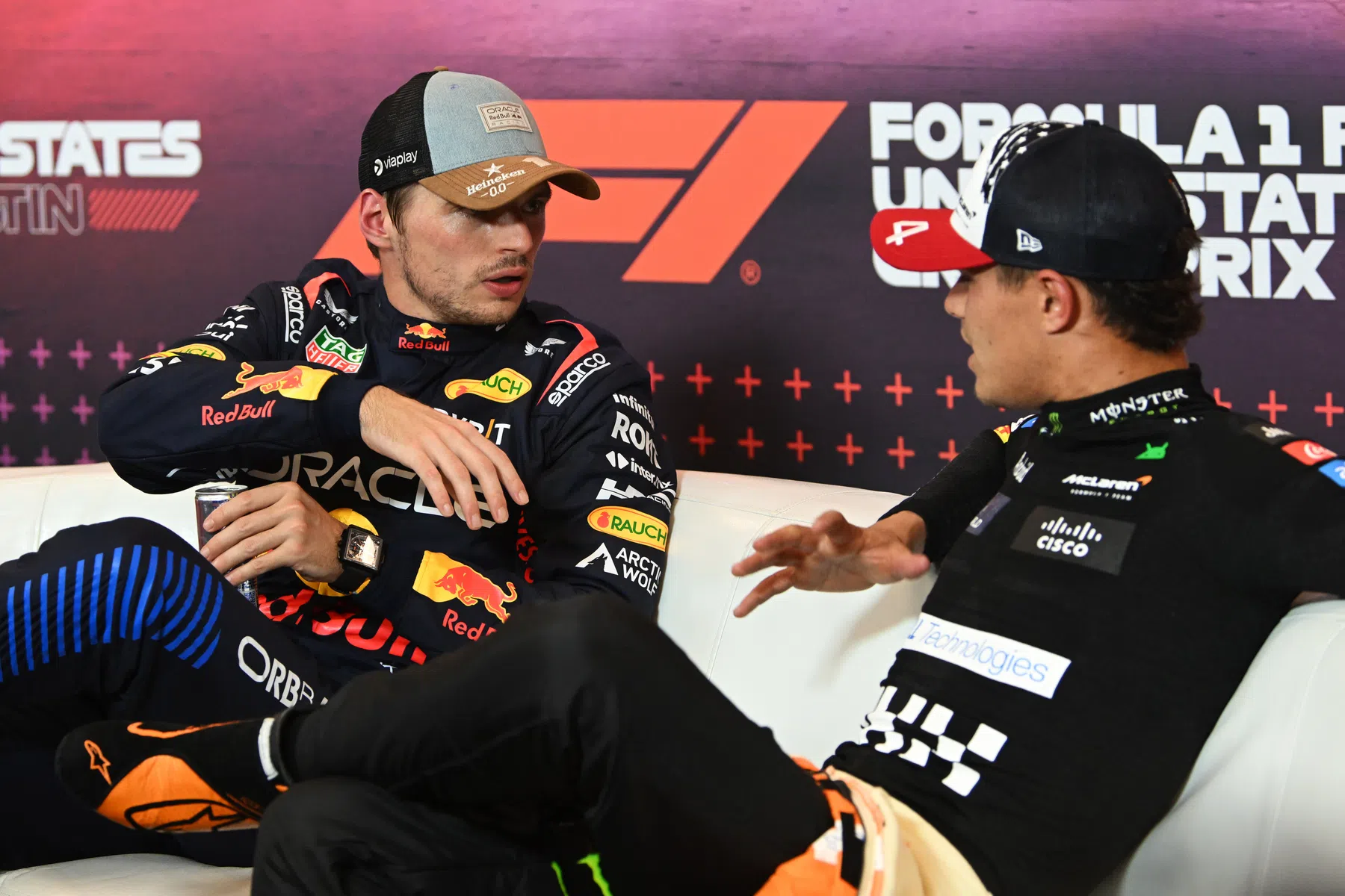 Direct exchange between Max Verstappen and Lando Norris in drivers' meeting