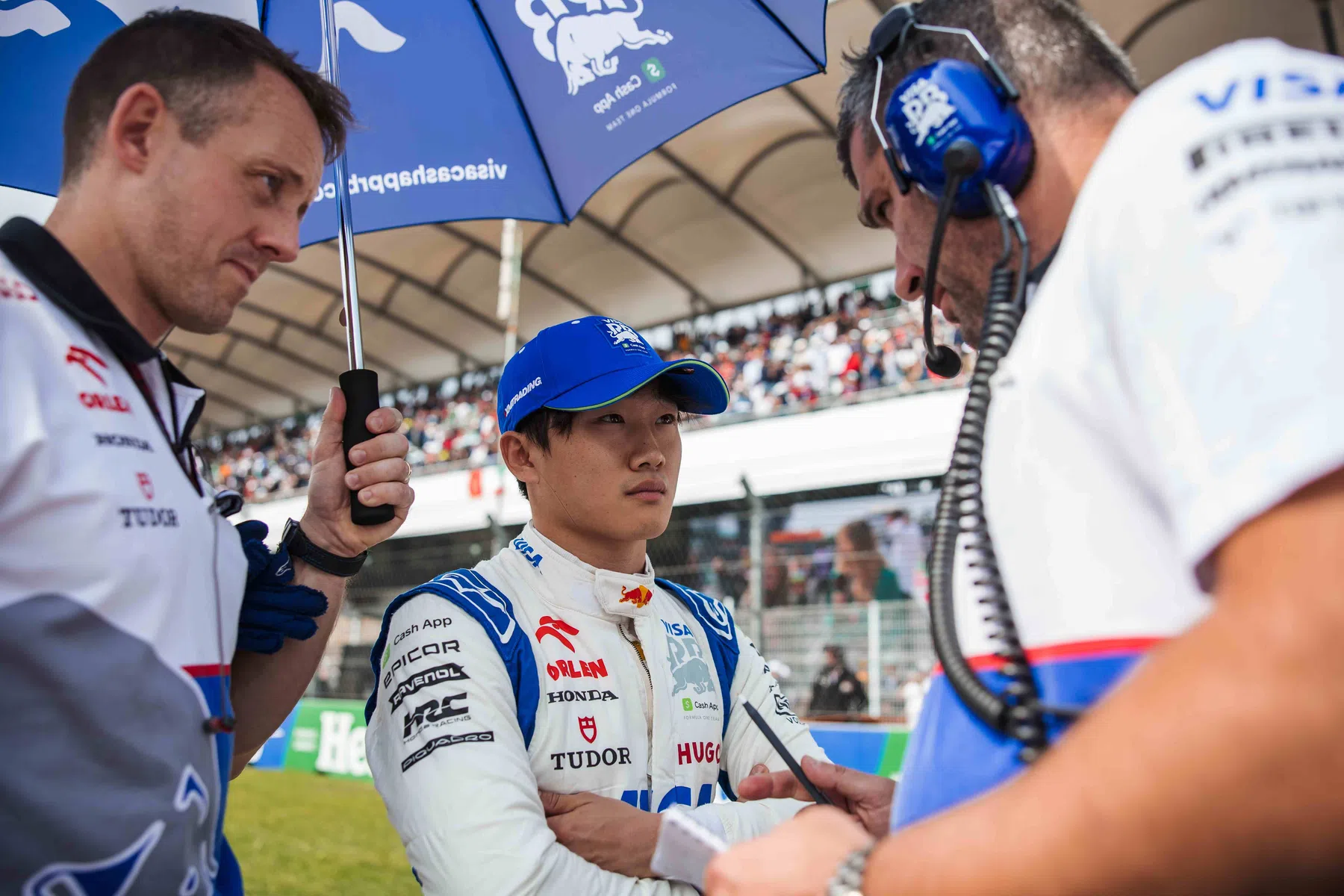 Yuki Tsunoda on his first lap crash at the F1 Mexican Grand Prix