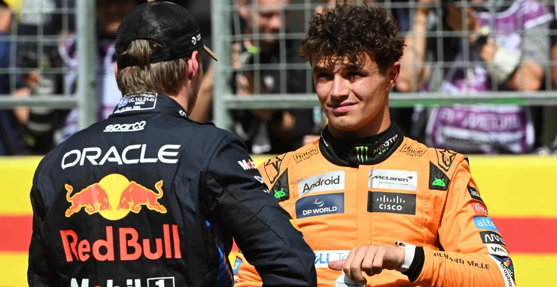 Lando Norris reacts to Max Verstappen steward report at F1 Qatar GP