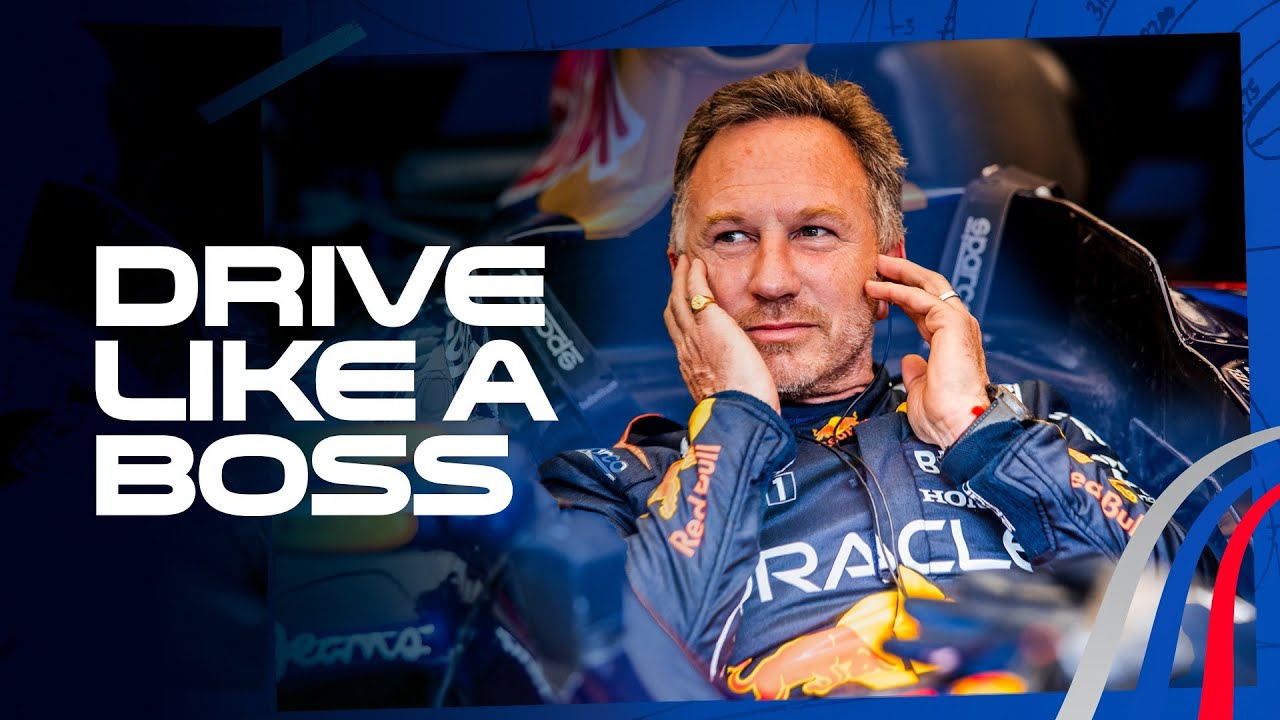 Christian Horner behind the wheel of the Red Bull RB7 car