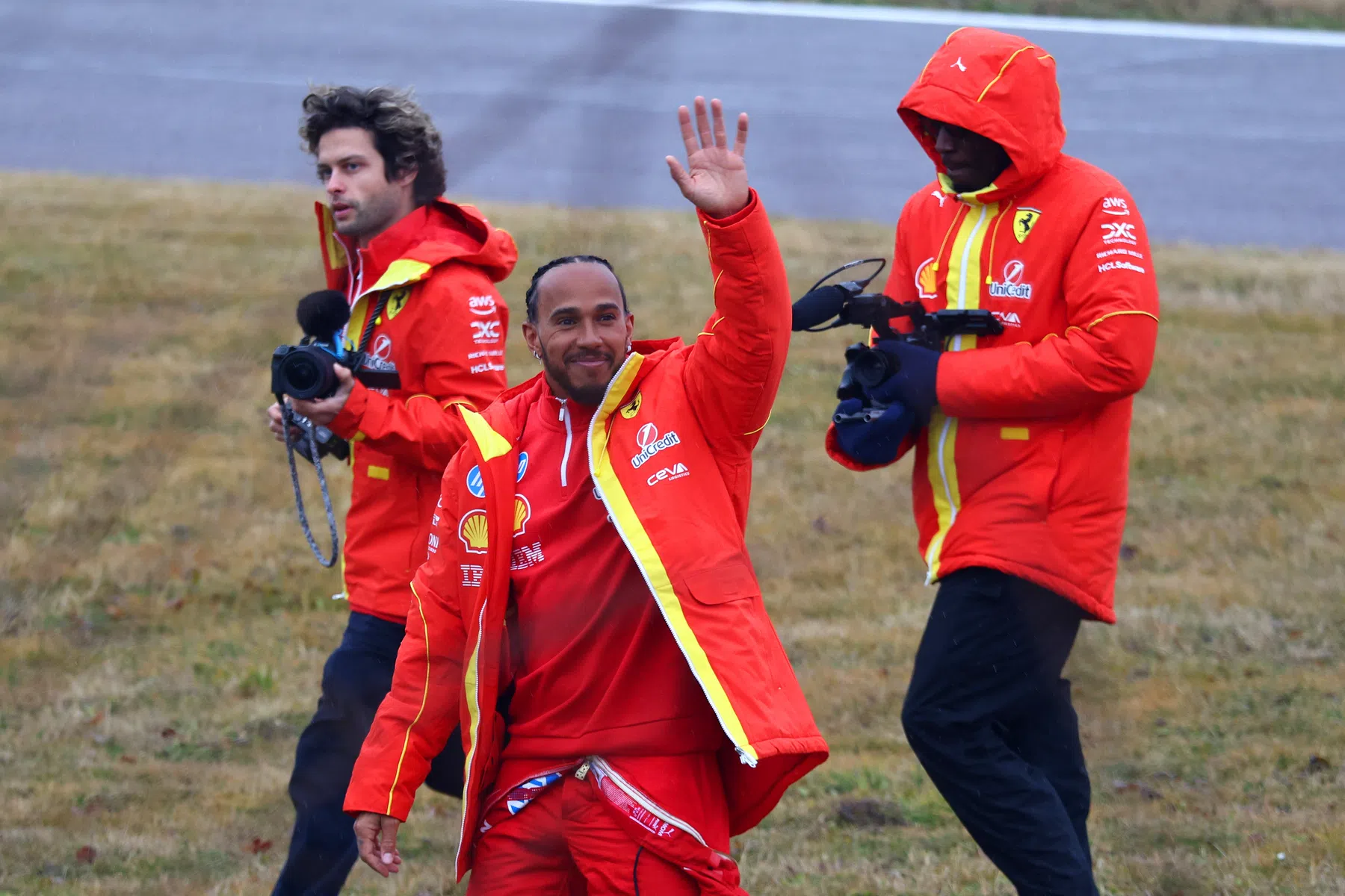 f1 today lewis hamilton completes first ferrari test charles leclerc duel