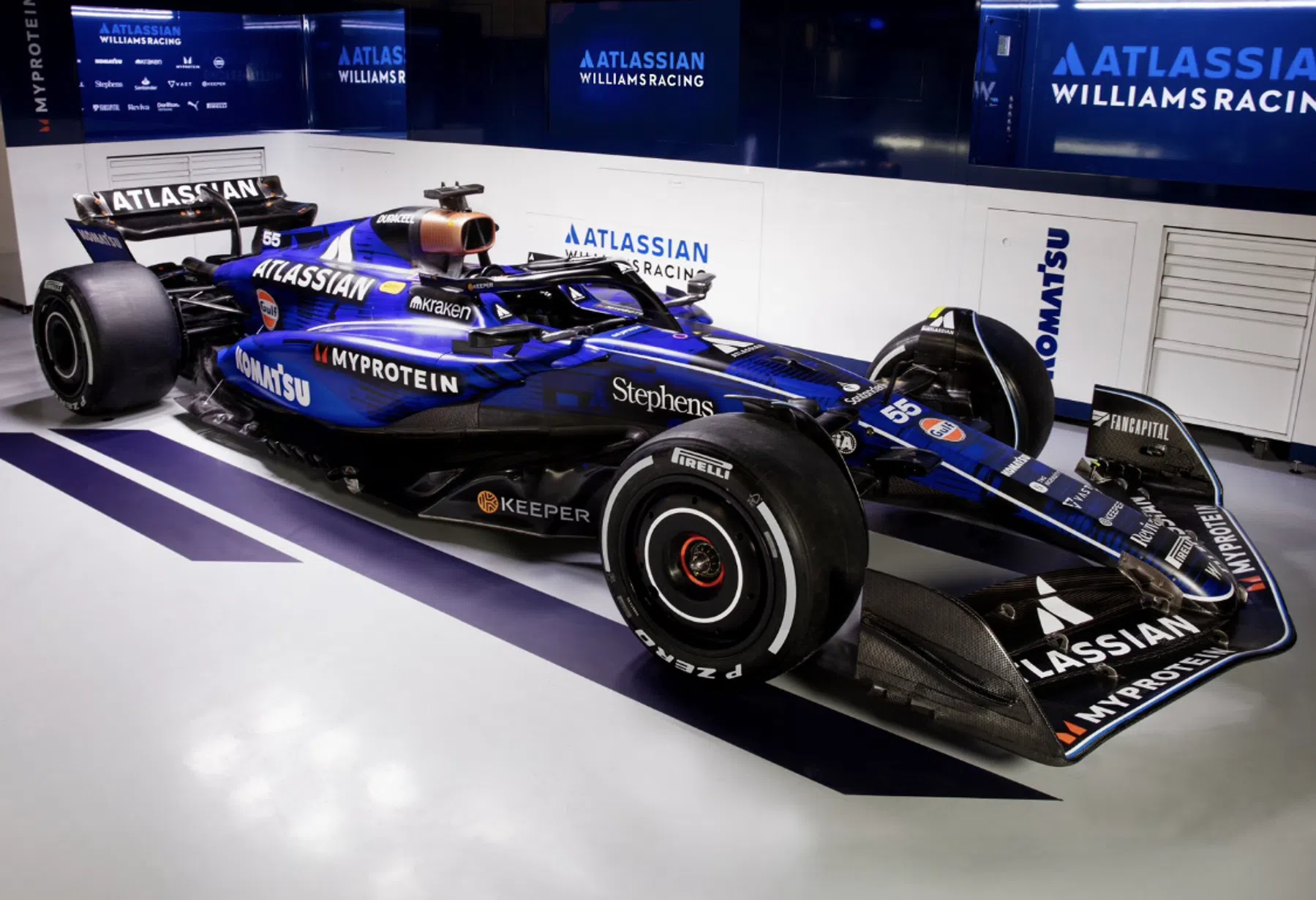 The first pictures of the brand new Williams FW47 car for F1 in 2025